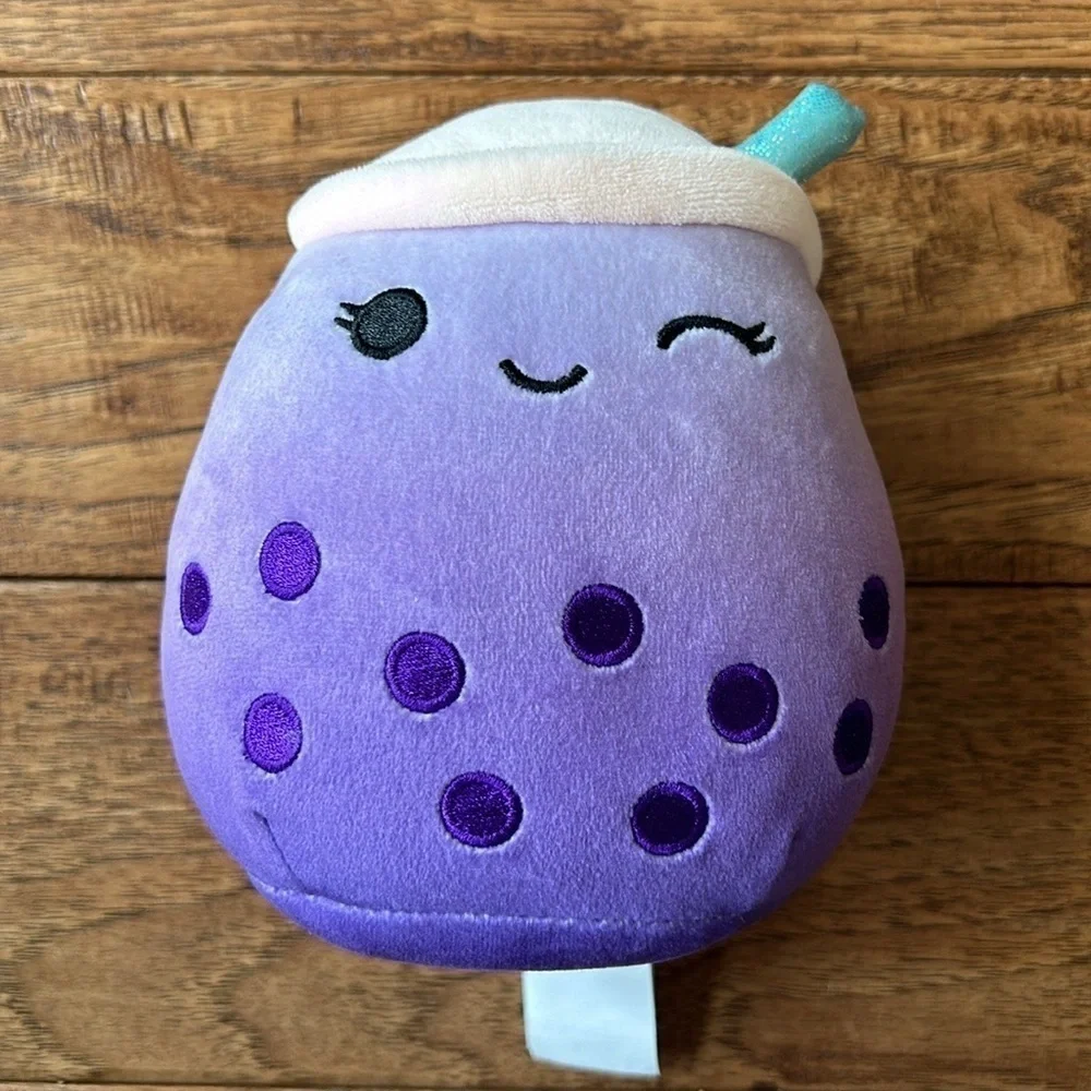 Squishmallows Kellytoy Poplina The Boba Tea Purple 5 Inch Mini Food Plush NWOT